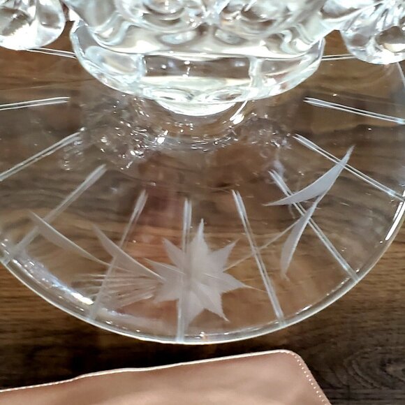 2 Etched Double Branch Candle Holder Susquehanna Glass 3848 candlestick vintage - Picture 3 of 9